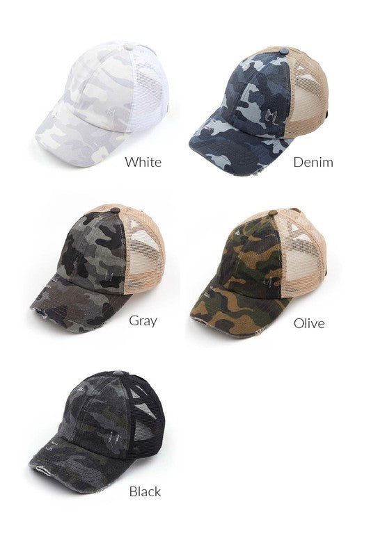 CC Camo Criss-Cross Ponytail Caps king-general-store-5710.myshopify.com