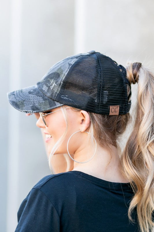 CC Camo Criss-Cross Ponytail Caps king-general-store-5710.myshopify.com