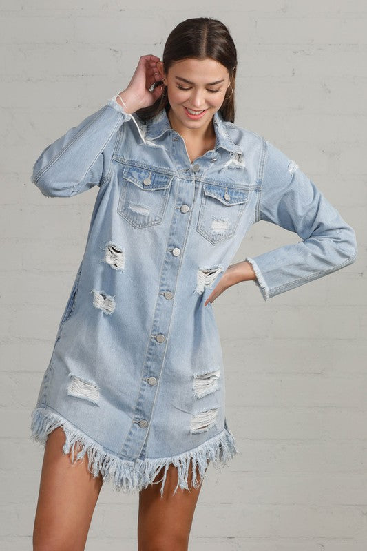 Heavy Body Destroyed Shirt Mini Dress