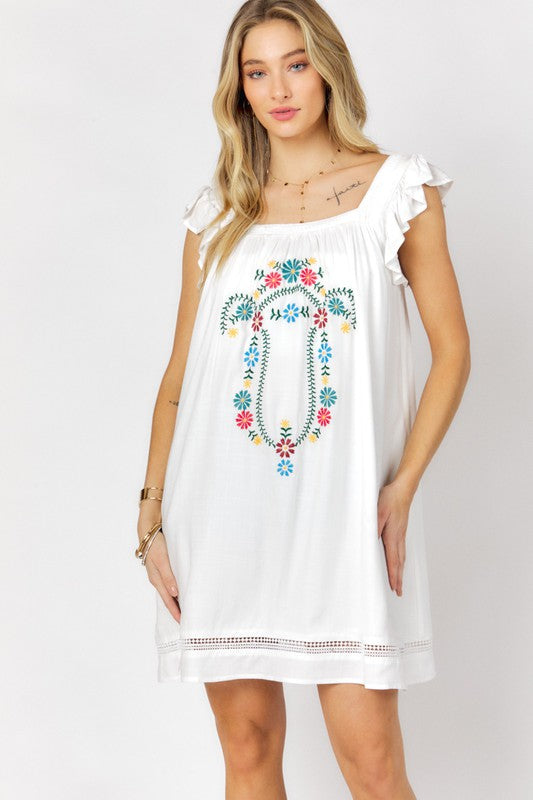 Embroidered Square Neck Mini Dress king-general-store-5710.myshopify.com