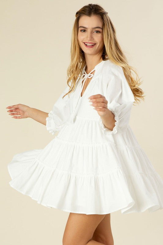 Tiered Mini Dress with Tassel king-general-store-5710.myshopify.com