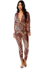 Leopard Deep-V Long Sleeve Jumpsuit king-general-store-5710.myshopify.com