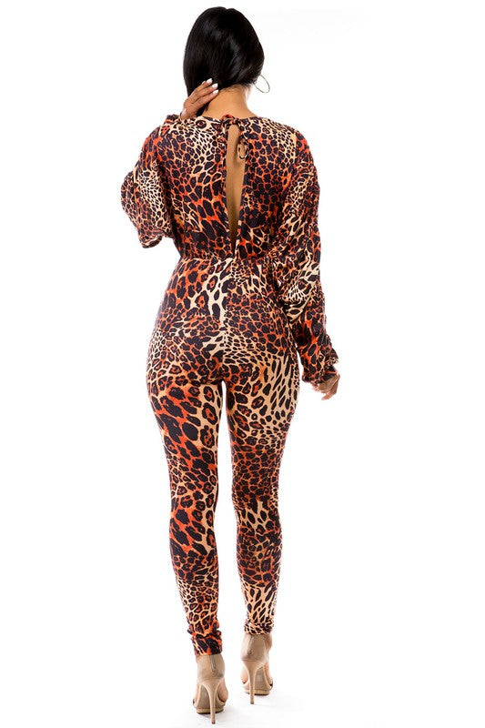 Leopard Deep-V Long Sleeve Jumpsuit king-general-store-5710.myshopify.com