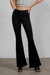 Black High Rise Wider Flare Jeans