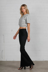 Black High Rise Wider Flare Jeans