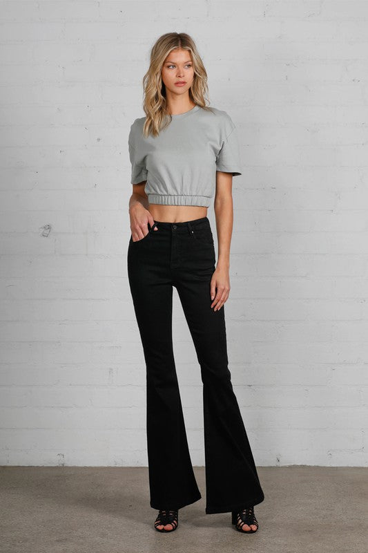 Black High Rise Wider Flare Jeans