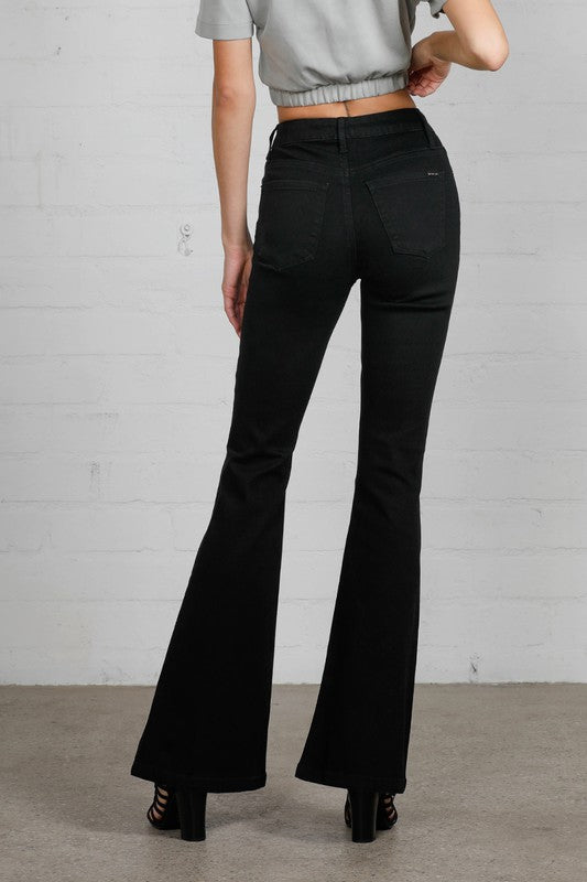 Black High Rise Wider Flare Jeans