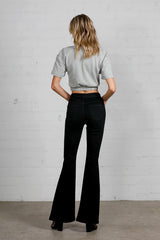 Black High Rise Wider Flare Jeans