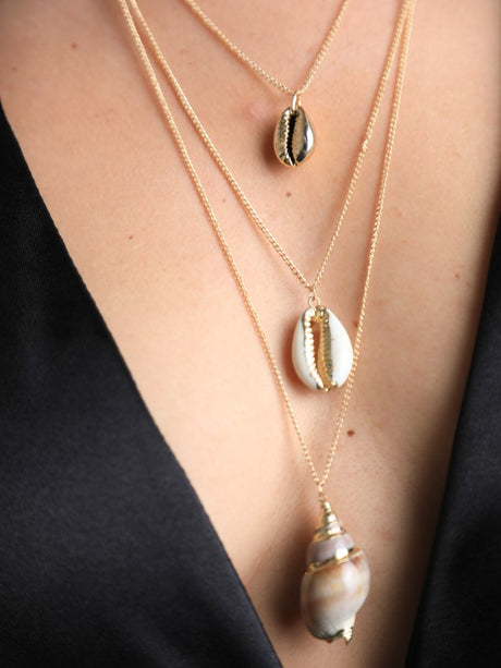 Three Layered Chains Shell Necklace king-general-store-5710.myshopify.com
