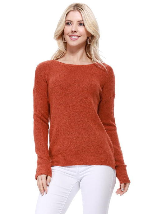 Crew-neck Knit Pullover Sweater with Side Slit king-general-store-5710.myshopify.com