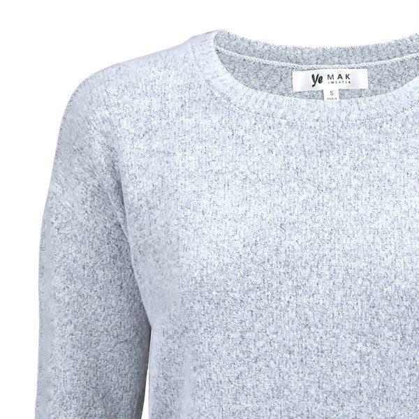 Crew-neck Knit Pullover Sweater with Side Slit king-general-store-5710.myshopify.com