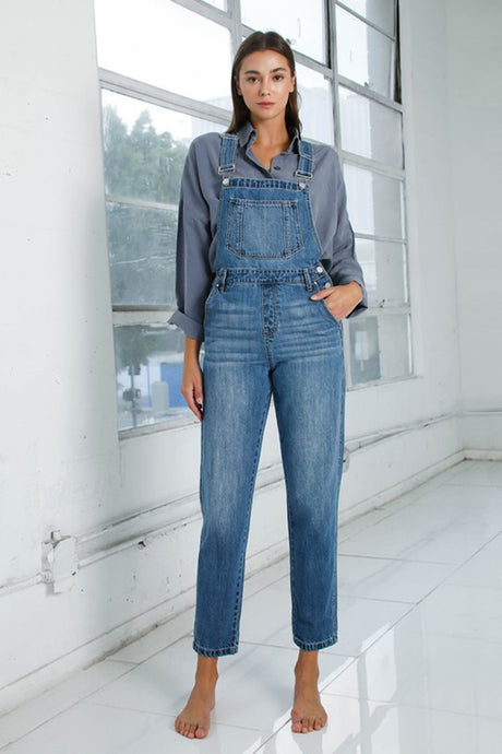 Mom Fit Light Wash Denim Overalls