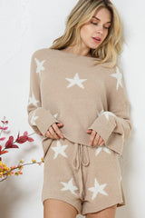 Soft Long Sleeve Star Print Top and Short Set king-general-store-5710.myshopify.com