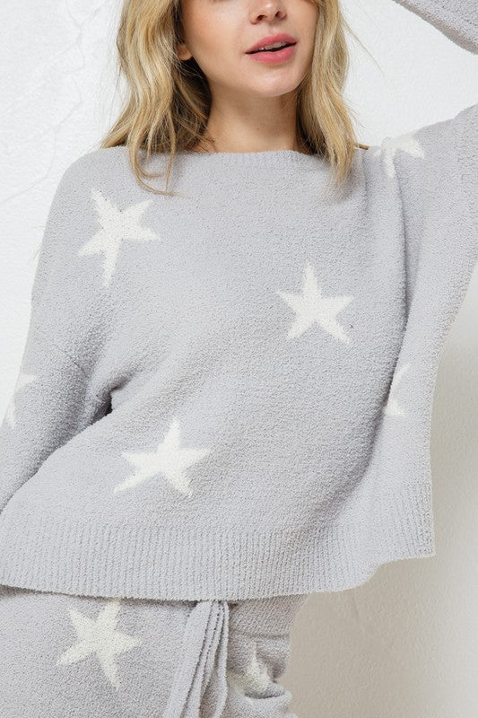 Soft Long Sleeve Star Print Top and Short Set king-general-store-5710.myshopify.com