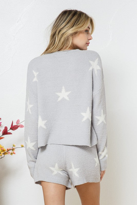 Soft Long Sleeve Star Print Top and Short Set king-general-store-5710.myshopify.com