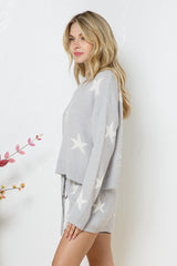 Soft Long Sleeve Star Print Top and Short Set king-general-store-5710.myshopify.com