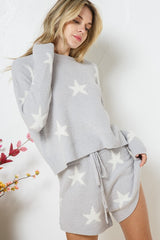 Soft Long Sleeve Star Print Top and Short Set king-general-store-5710.myshopify.com