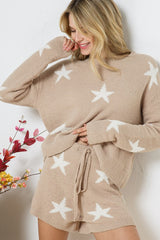 Soft Long Sleeve Star Print Top and Short Set king-general-store-5710.myshopify.com