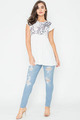 Flutter Sleeve Leopard Panel Tunic Top