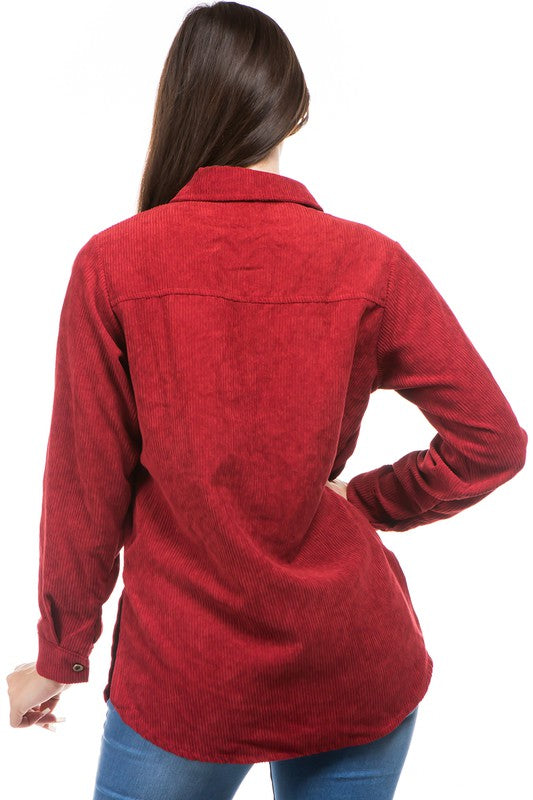 Burgundy Sexy Shirt Corduroy Jacket king-general-store-5710.myshopify.com