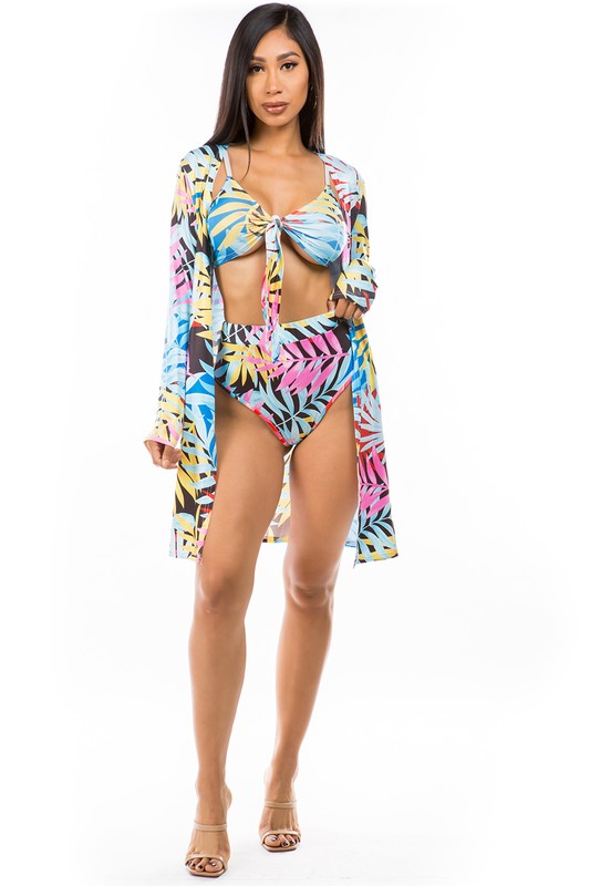 Blue Yellow Sexy 3 PC Bikini Swimwear Set king-general-store-5710.myshopify.com