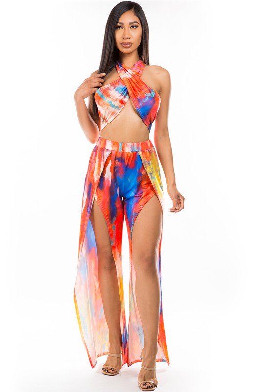 Orange Multi Sexy Two Piece Pant Set king-general-store-5710.myshopify.com