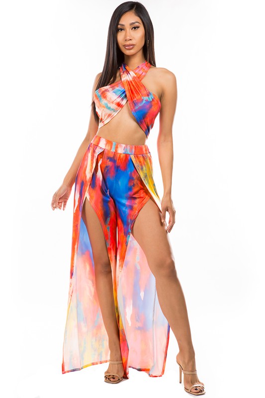 Orange Multi Sexy Two Piece Pant Set king-general-store-5710.myshopify.com