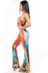 Orange Multi Color Block Jumpsuit king-general-store-5710.myshopify.com