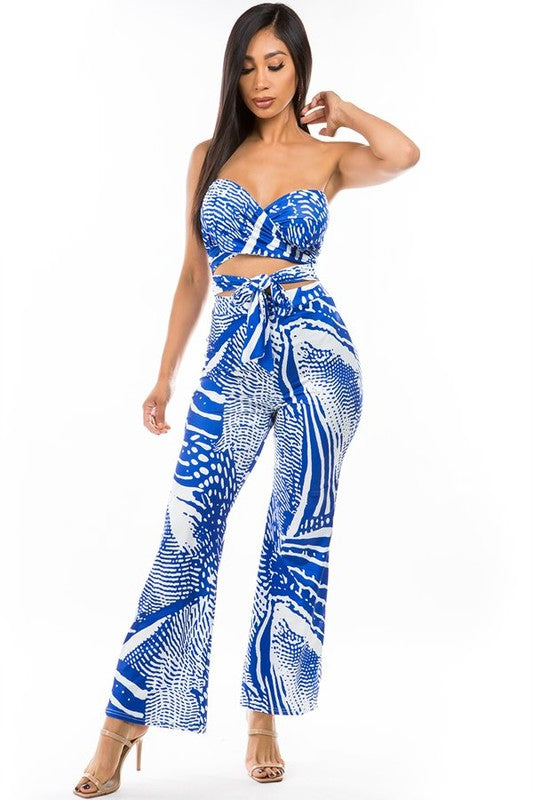 Royal Blue & White Casual Two Piece Pant Set king-general-store-5710.myshopify.com