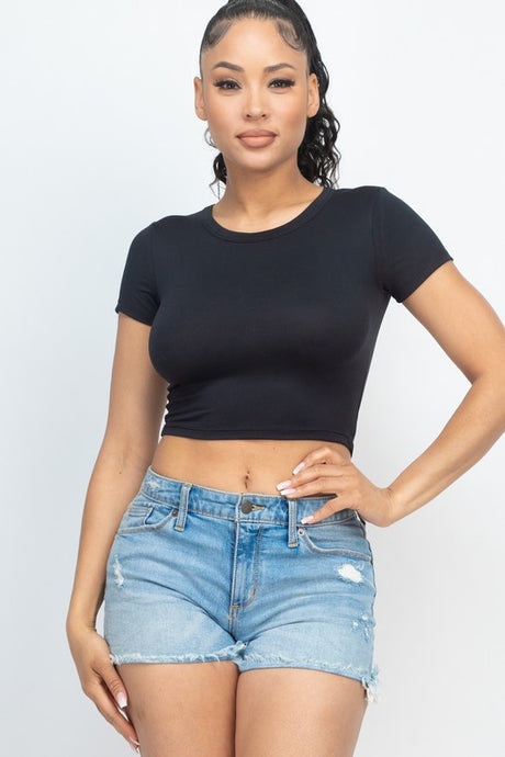 Short Sleeve Roundneck Crop Top king-general-store-5710.myshopify.com