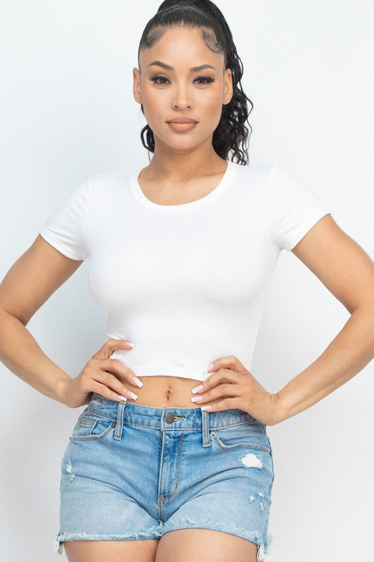 Short Sleeve Roundneck Crop Top king-general-store-5710.myshopify.com