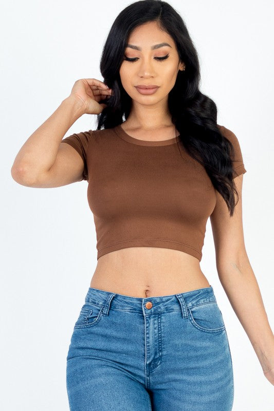 Short Sleeve Roundneck Crop Top king-general-store-5710.myshopify.com