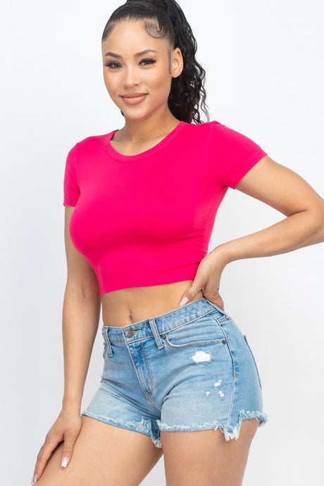 Short Sleeve Roundneck Crop Top king-general-store-5710.myshopify.com