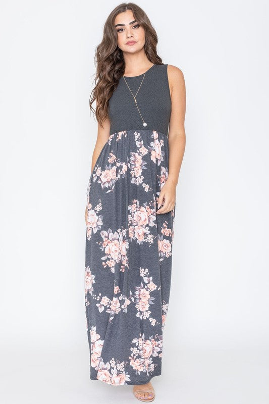 Plus Sleeveless Floral Maxi Dress