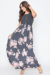 Plus Sleeveless Floral Maxi Dress