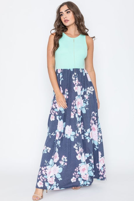 Plus Sleeveless Floral Maxi Dress