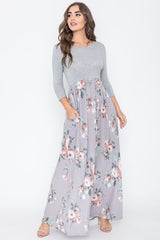 Quarter Sleeve Floral Maxi Dress