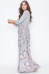 Quarter Sleeve Floral Maxi Dress