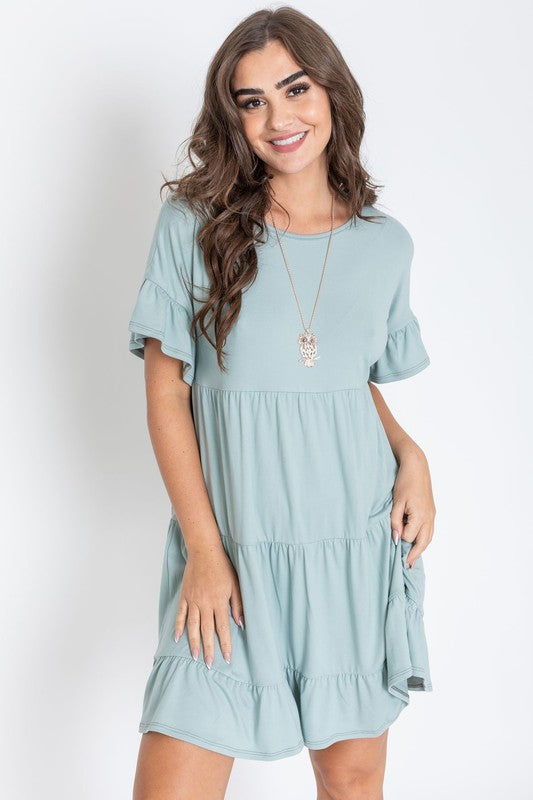 Plus Solid Ruffle Triple Tiered Midi Dress king-general-store-5710.myshopify.com