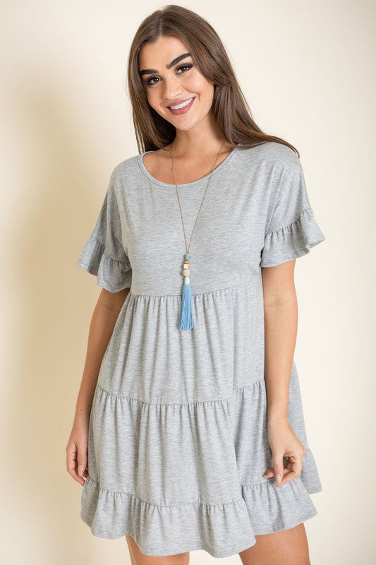 Plus Solid Ruffle Triple Tiered Midi Dress king-general-store-5710.myshopify.com