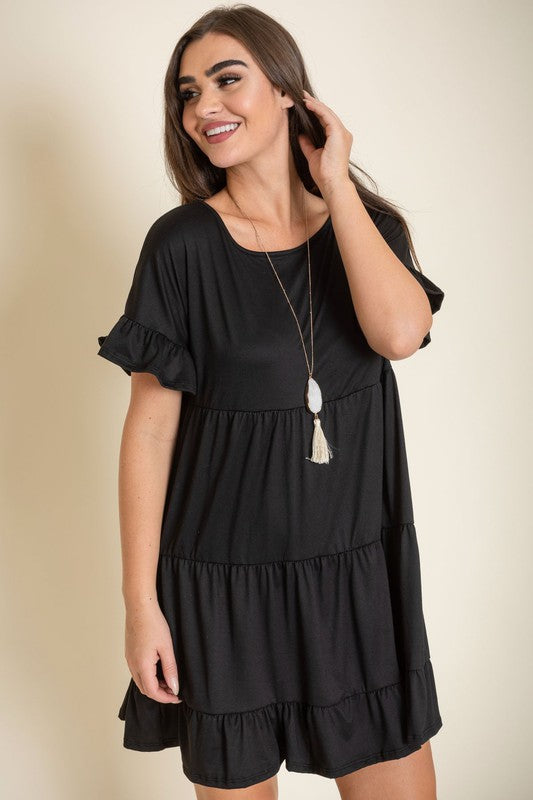 Plus Solid Ruffle Triple Tiered Midi Dress king-general-store-5710.myshopify.com