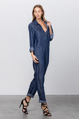 Long Sleeve Button Down Tencel Jumpsuit