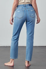 High Rise Distressed Straight Jeans