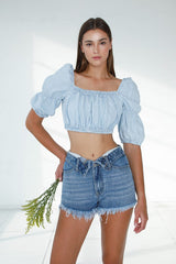 High Rise Front Ribbon Open Shorts