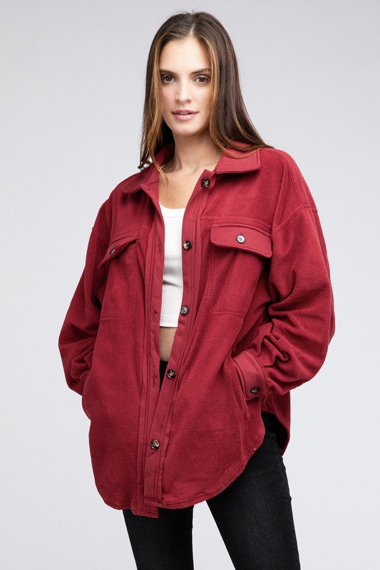 Fleece Buttoned Down Oversized Jacket king-general-store-5710.myshopify.com