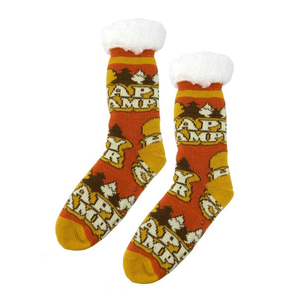 Happy Camper - Women's House Sherpa Slipper Socks king-general-store-5710.myshopify.com