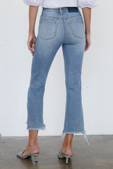 High Rise Crop Boot Cut Light Wash Denim Jeans