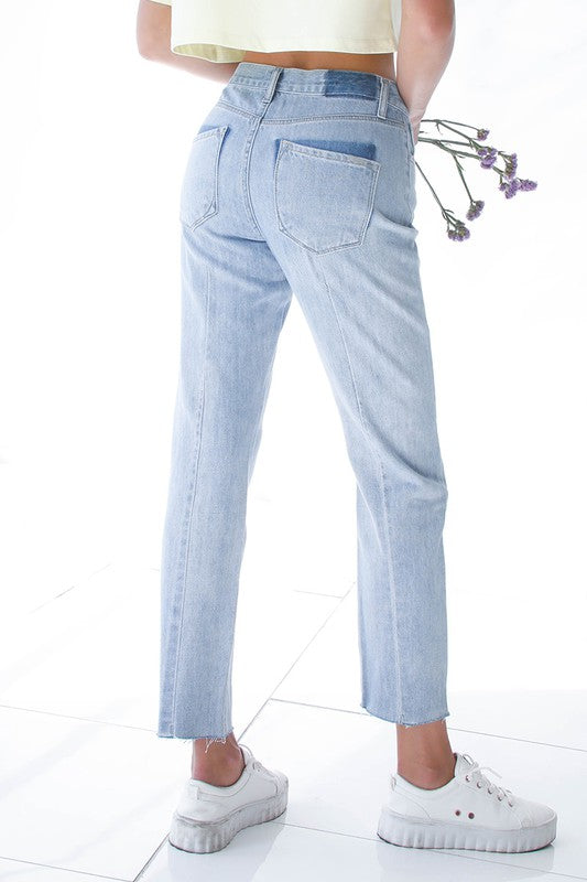 Button Up High Rise Premium Boyfriend Jeans