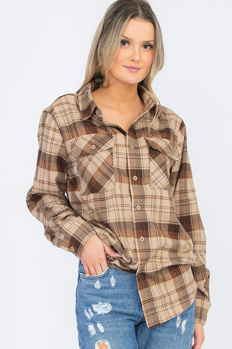 Regular Fit Checker Plaid Flannel Long Sleeve king-general-store-5710.myshopify.com