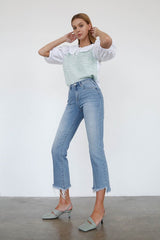 High Rise Crop Boot Cut Jeans